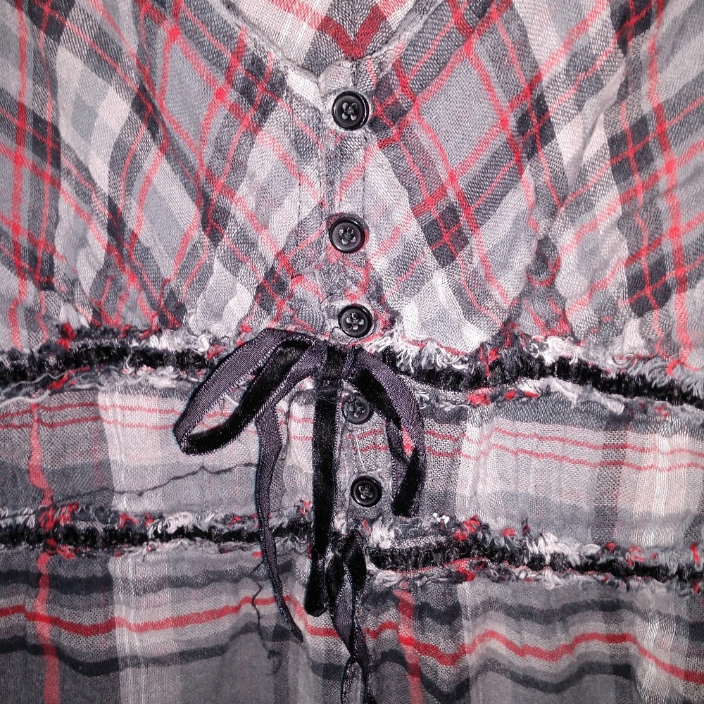 Plaid Button Tank - Picture 2 of 3